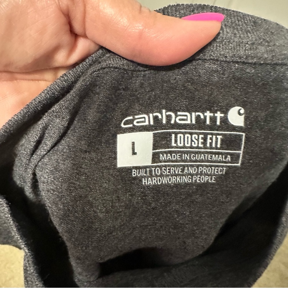 Carhartt Loose Fit Heavyweight Short Sleeve Pocket T-Shirt Dark Gray Large K87 - Picture 4 of 8